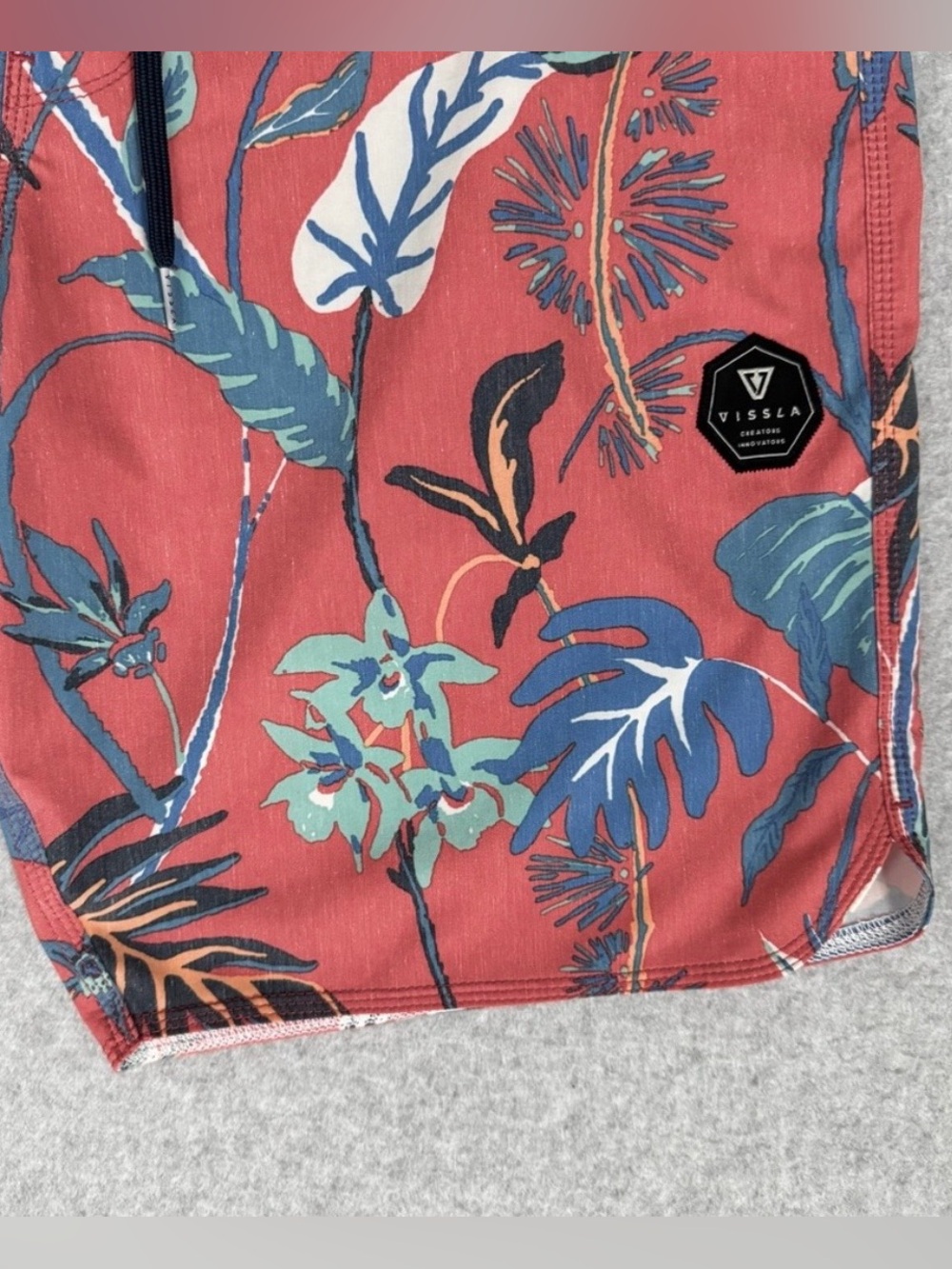 VISSLA Red Coral Floral Men's Swim Board Shorts Swim Trunks Tropical Size 36 - Picture 5 of 14